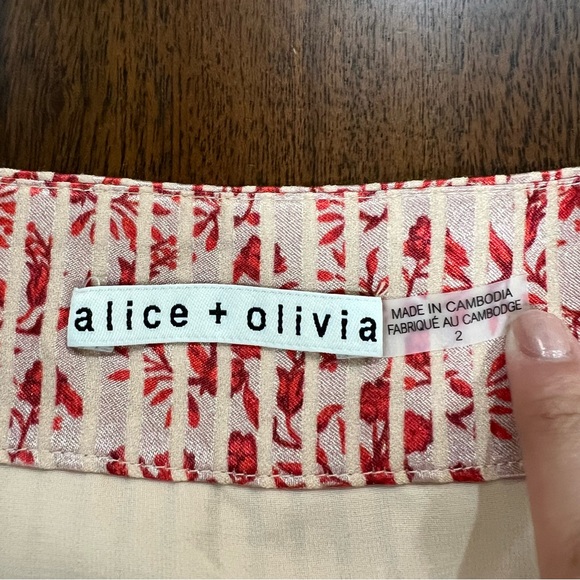 Alice and Olivia Mariette Pinstripe Floral Skirt Size 2 - Picture 6 of 11